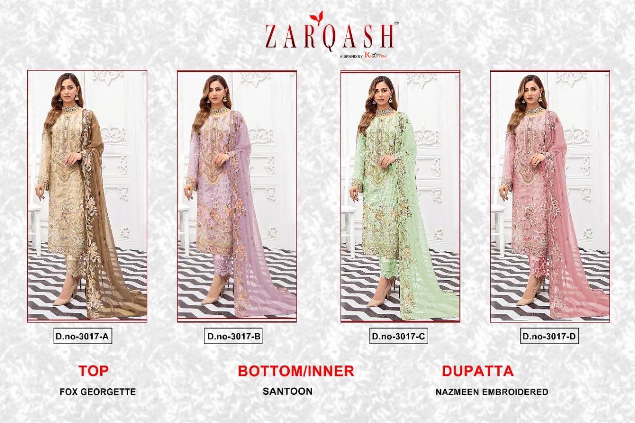 Zarkash Z 3017 Pakistani Salwar Suits Catalog